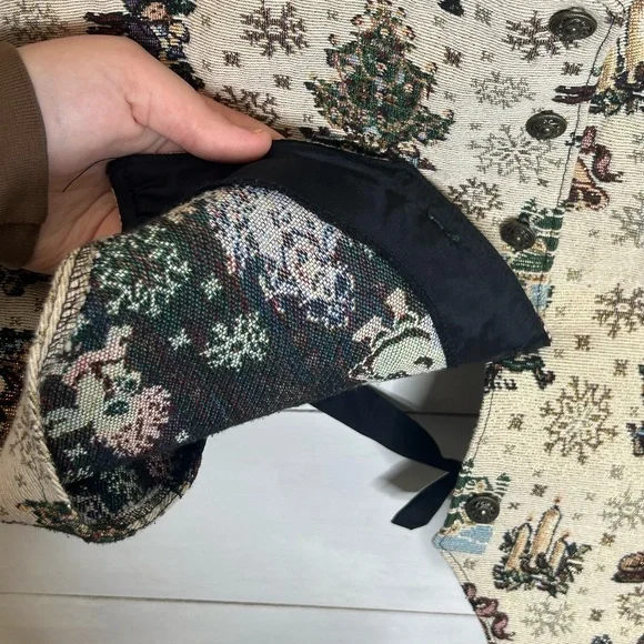 Vintage Bobbie Brooks Women’s Large Christmas Vest Holiday Village Print Winter - Picture 6 of 7